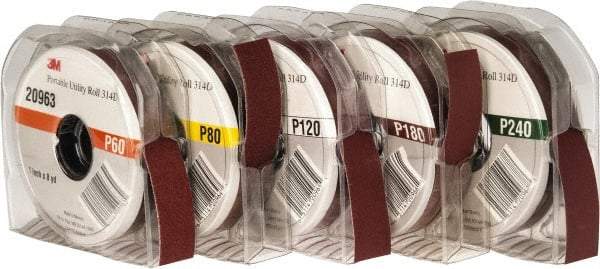 3M - 1" 5 Piece Roll Kit - 60, 80, 120, 180 & 240 Grit, & Medium, Fine & Very Fine Grades - Benchmark Tooling