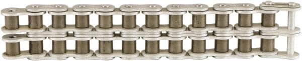 U.S. Tsubaki - 1/2" Pitch, ANSI 40-2, Double Strand Roller Chain - Chain No. 40-2, 1,370 Lb. Capacity, 10 Ft. Long, 5/16" Roller Diam, 5/16" Roller Width - Benchmark Tooling