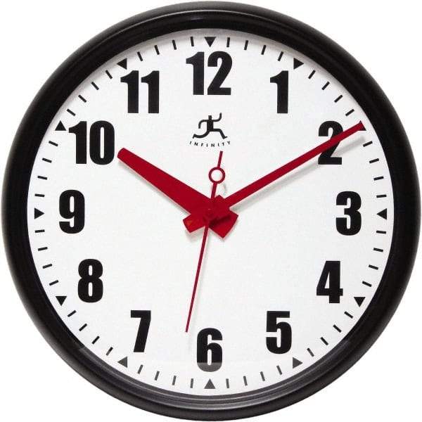 Infinity Insttruments - 13-1/2 Inch Diameter, White Face, Dial Wall Clock - Analog Display, Black Case, Runs on AA Battery - Benchmark Tooling