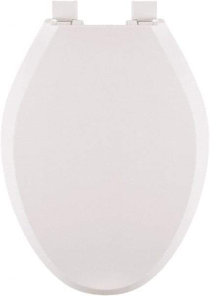 CENTOCO - 18.6 Inch Long, 1-3/4 Inch Inside Width, Polypropylene, Elongated, Closed Front with Cover, Toilet Seat - 14 Inch Outside Width, Residential Installation, White - Benchmark Tooling