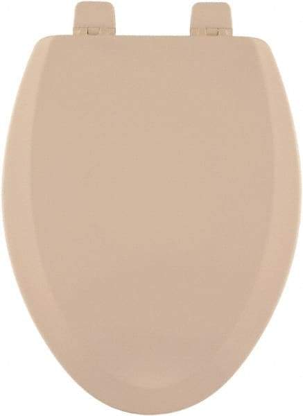 CENTOCO - 18.9 Inch Long, 2 Inch Inside Width, Polypropylene and Wood Plastic Composite, Elongated, Closed Front with Cover, Toilet Seat - 14 Inch Outside Width, Residential Installation, Bone and Almond - Benchmark Tooling
