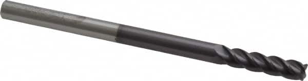 Accupro - 1/4", 4 Flute, Single End, Solid Carbide, 0.03" Corner Radius End Mill - 4" OAL, 40° Helix, Right Hand Flute, 1" LOC, Right Hand Cut - Benchmark Tooling