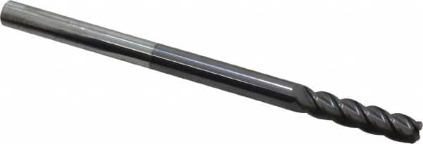 Accupro - 1/4", 4 Flute, Single End, Solid Carbide, 0.06" Corner Radius End Mill - 4" OAL, 40° Helix, Right Hand Flute, 1" LOC, Right Hand Cut - Benchmark Tooling