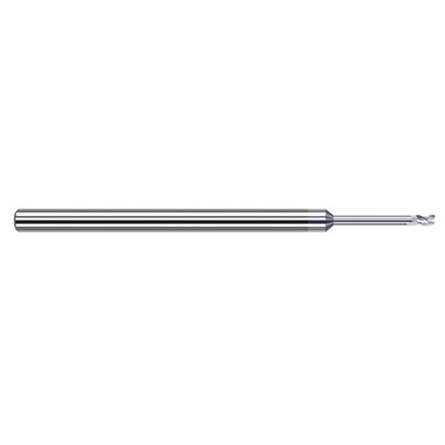 Variable Helix End Mills for Aluminum Alloys - 0.0200″ Cutter Diameter × 0.0300″ Length of Cut × 0.1600″ Reach Carbide Square End Mill for Aluminum Alloys, 3 Flutes, TiB2 Coated - Exact Industrial Supply