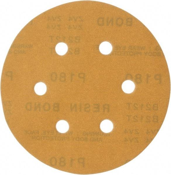 Made in USA - 6" Diam, 180 Grit, Aluminum Oxide Hook & Loop Disc - Very Fine Grade, Coated, C Weight Paper Backing, - Benchmark Tooling