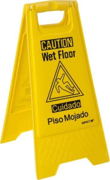 NMC - No Entry, 10-3/4" Wide x 24-5/8" High, Plastic Floor Sign - A-Frame, Black on Yellow, For Security & Admittance - Benchmark Tooling