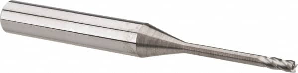 Accupro - 2mm, 5mm LOC, 6mm Shank Diam, 57mm OAL, 4 Flute, Solid Carbide Square End Mill - Single End, Uncoated, Spiral Flute, 30° Helix, Centercutting, Right Hand Cut, Right Hand Flute - Benchmark Tooling