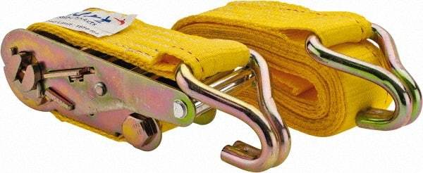 Value Collection - 15' Long x 2" Wide, 1,650 Lb Basket Capacity, 1 Ply, Polyester Web Sling - Yellow - Benchmark Tooling