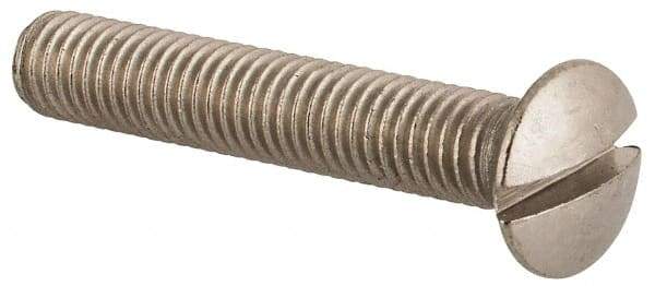 Value Collection - M5x0.80 Metric Coarse, 30mm OAL Slotted Drive Machine Screw - Oval Head, Grade 18-8 & A2 Stainless Steel, Uncoated, Without Washer - Benchmark Tooling
