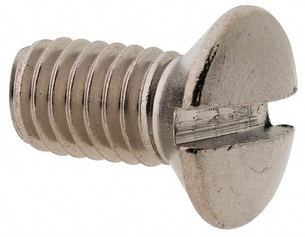 Value Collection - M6x1.00 Metric Coarse, 12mm OAL Slotted Drive Machine Screw - Oval Head, Grade 18-8 & A2 Stainless Steel, Uncoated, Without Washer - Benchmark Tooling