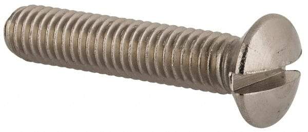 Value Collection - M6x1.00 Metric Coarse, 30mm OAL Slotted Drive Machine Screw - Oval Head, Grade 18-8 & A2 Stainless Steel, Uncoated, Without Washer - Benchmark Tooling