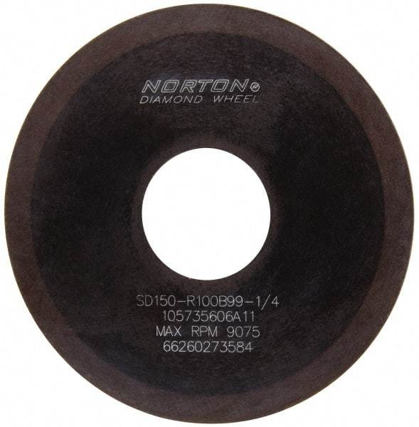 Norton - 4" Diam x 1-1/4" Hole x 1/16" Thick, 150 Grit Surface Grinding Wheel - Diamond, Type 1A1, Very Fine Grade, Resinoid Bond - Benchmark Tooling
