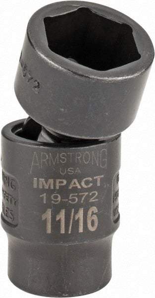 Armstrong - 3/8" Drive 11/16" Standard Universal Impact Socket - 6 Points, 2-11/32" OAL - Benchmark Tooling