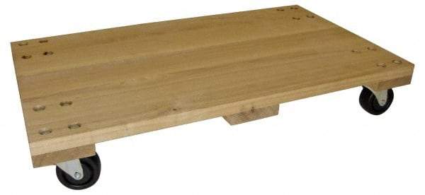 PRO-SOURCE - 1,000 Lb Capacity Hardwood/Polyolefin Solid Top Dolly - 30" Long x 18" Wide x 5" High, 3" Polyolefin Wheels - Benchmark Tooling