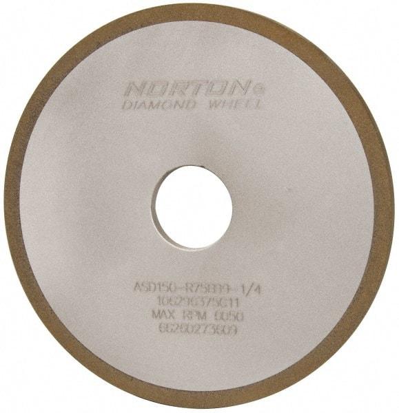 Norton - 6" Diam x 1-1/4" Hole x 1/4" Thick, 150 Grit Surface Grinding Wheel - Diamond, Type 1A1, Very Fine Grade, Resinoid Bond - Benchmark Tooling