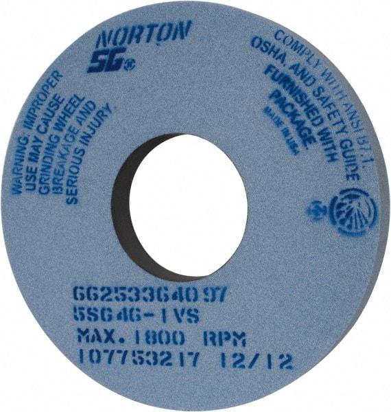 Norton - 14" Diam x 5" Hole x 1-1/2" Thick, I Hardness, 46 Grit Surface Grinding Wheel - Ceramic, Type 1, Coarse Grade, 1,800 Max RPM, Vitrified Bond, No Recess - Benchmark Tooling