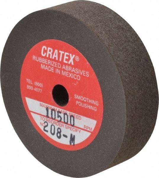 Cratex - 2" Diam x 1/4" Hole x 1/2" Thick, Surface Grinding Wheel - Silicon Carbide, Medium Grade, 10,500 Max RPM, Rubber Bond, No Recess - Benchmark Tooling