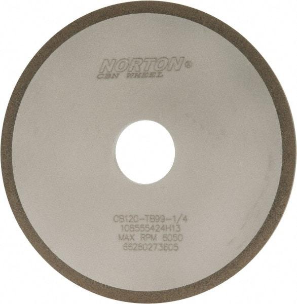 Norton - 6" Diam x 1-1/4" Hole x 1/4" Thick, 120 Grit Surface Grinding Wheel - CBN, Type 1A1, Fine Grade, Resinoid Bond - Benchmark Tooling