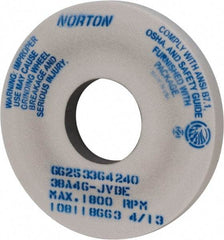 Norton - 14" Diam x 5" Hole x 1-1/2" Thick, J Hardness, 46 Grit Surface Grinding Wheel - Aluminum Oxide, Type 1, Coarse Grade, 1,800 Max RPM, Vitrified Bond, No Recess - Benchmark Tooling