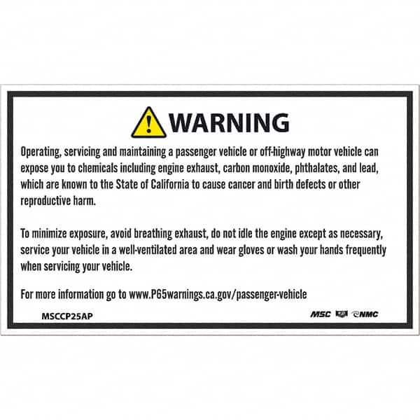 NMC - Safety & Facility Labels Message Type: Hazardous Materials Header: WARNING - Benchmark Tooling