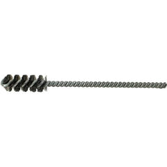 Brush Research Mfg. - 5/8" Diam Helical Steel Tube Brush - Single Spiral, 0.006" Filament Diam, 1-1/2" Brush Length, 6" OAL, 0.22" Diam Galvanized Steel Shank - Benchmark Tooling