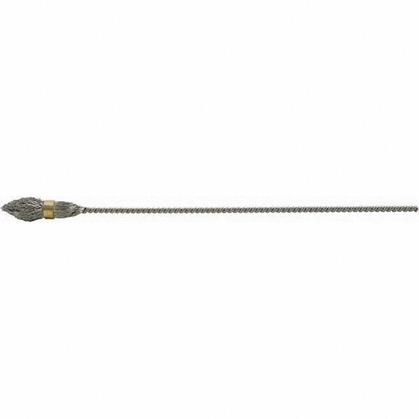 Brush Research Mfg. - 5/16" Diam Helical Stainless Steel Tube Brush - Single Spiral, 0.005" Filament Diam, 1" Brush Length, 6-1/2" OAL, 0.112" Diam Galvanized Steel Shank - Benchmark Tooling