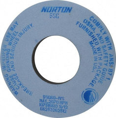 Norton - 12" Diam x 5" Hole x 1" Thick, J Hardness, 60 Grit Surface Grinding Wheel - Ceramic, Type 1, Medium Grade, 2,070 Max RPM, Vitrified Bond, No Recess - Benchmark Tooling