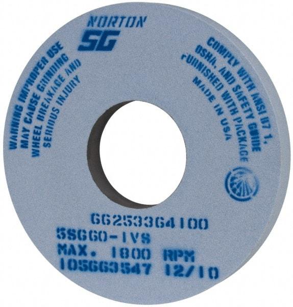 Norton - 14" Diam x 5" Hole x 1-1/2" Thick, I Hardness, 60 Grit Surface Grinding Wheel - Ceramic, Type 1, Medium Grade, 1,800 Max RPM, Vitrified Bond, No Recess - Benchmark Tooling