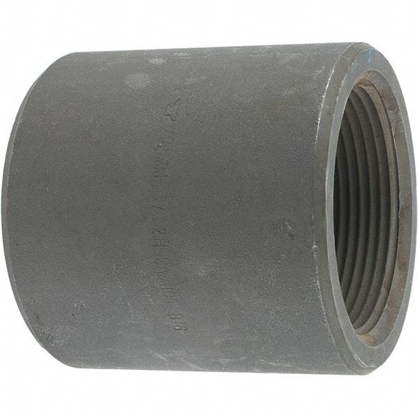 Made in USA - Size 2-1/2", Class 3,000, Forged Carbon Steel Black Pipe Coupling - 3,000 psi, Threaded End Connection - Benchmark Tooling
