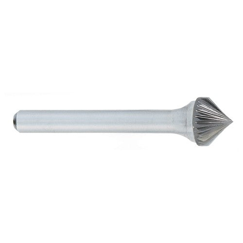 SK-1 -1/4 x LOC × 1/4 Shank × 2 OAL 90 Degree Cone Carbide Medium Right Hand Spiral Burr - Benchmark Tooling