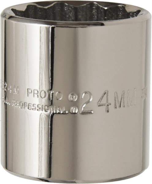 Proto - 3/8" Drive, Standard Hand Socket - 12 Points, 2-3/4" OAL, Chrome Finish - Benchmark Tooling