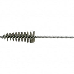 Brush Research Mfg. - 1-5/8" Diam Helical Stainless Steel Tube Brush - Single Spiral, 0.006" Filament Diam, 4-1/2" Brush Length, 10" OAL, 0.292" Diam Galvanized Steel Shank - Benchmark Tooling