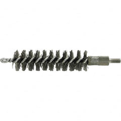 Brush Research Mfg. - 5/16" Diam Helical Stainless Steel Tube Brush - Single Spiral, 0.004" Filament Diam, 2" Brush Length, 2-9/16" OAL, 0.14" Diam Galvanized Steel Shank - Benchmark Tooling