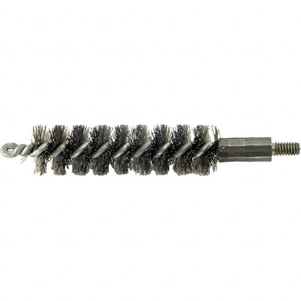 Brush Research Mfg. - 5/16" Diam Helical Steel Tube Brush - Single Spiral, 0.006" Filament Diam, 2" Brush Length, 2-9/16" OAL, 0.14" Diam Galvanized Steel Shank - Benchmark Tooling