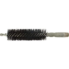 Brush Research Mfg. - 9/16" Diam Helical Nylon Tube Brush - Single Spiral, 0.01" Filament Diam, 2" Brush Length, 2-9/16" OAL, 0.14" Diam Galvanized Steel Shank - Benchmark Tooling