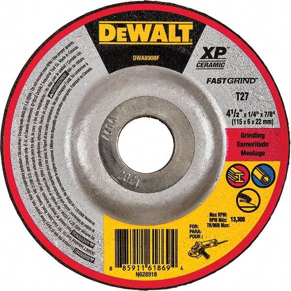 DeWALT - Depressed-Center Wheels Wheel Diameter (Inch): 5 Wheel Thickness (Inch): 1/4 - Benchmark Tooling