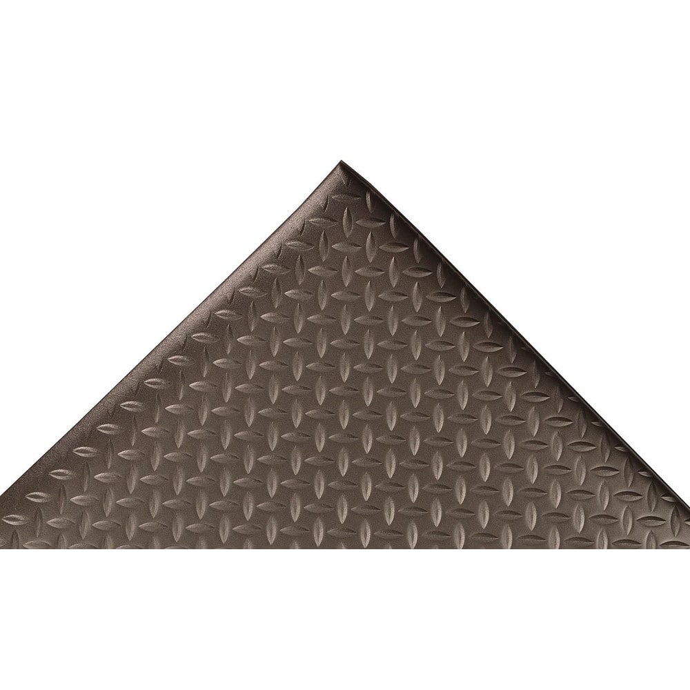 Anti-Fatigue Mat: 144.0000″ Length, 36.0000″ Wide, 1/2″ Thick, Closed Cell Polyvinylchloride, Beveled Edge, Medium Duty Raised Diamond, Black, Dry