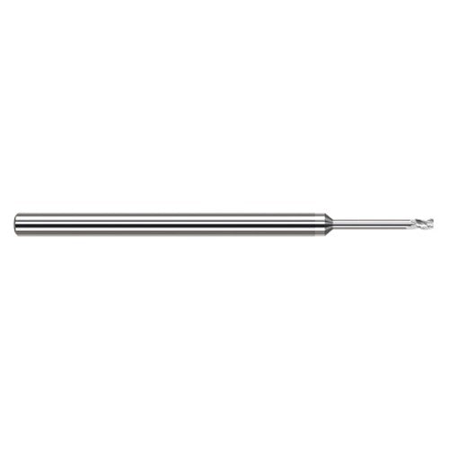 Variable Helix End Mills for Aluminum Alloys - 0.1562″ (5/32″) Cutter Diameter × 0.0050″ Radius × 0.2350″ Length of Cut × 0.7500″ (3/4″) Reach Carbide Corner Radius End Mill for Aluminum Alloys, 3 Flutes, TiB2 Coated - Exact Industrial Supply