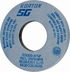 Norton - 12" Diam x 5" Hole x 1-1/2" Thick, I Hardness, 60 Grit Surface Grinding Wheel - Ceramic, Type 5, Medium Grade, 2,070 Max RPM, Vitrified Bond, One-Side Recess - Benchmark Tooling