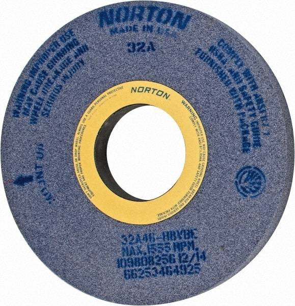 Norton - 16" Diam x 5" Hole x 1-1/2" Wide Centerless & Cylindrical Grinding Wheel - 46 Grit, Aluminum Oxide, Type 1, Coarse Grade, Vitrified Bond, No Recess - Benchmark Tooling