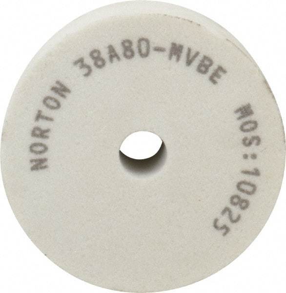 Norton - 80 Grit Aluminum Oxide Type 1 Internal Grinding Wheel - 3" Diam x 1/2" Hole x 1" Thick, 10,825 Max RPM, Type 1 Medium Grade, M Hardness, Vitrified Bond, No Recess - Benchmark Tooling