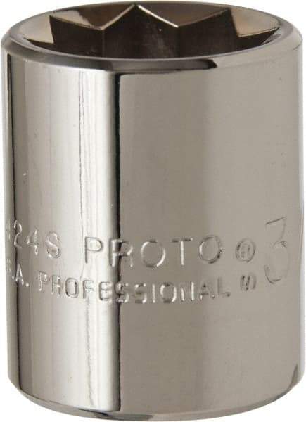 Proto - 3/4", 1/2" Drive, Standard Hand Socket - 8 Points, 1-1/2" OAL, Alloy Steel, Chrome Finish - Benchmark Tooling