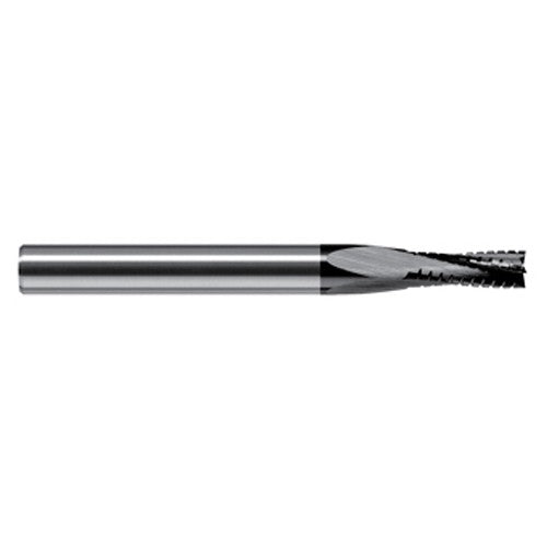 End Mills for Composites - 0.0469″ (3/64″) Cutter Diameter × 0.1410″ Length of Cut Carbide Square Chipbreaker Cutter, 4 Flutes, Amorphous Diamond Coated - Exact Industrial Supply