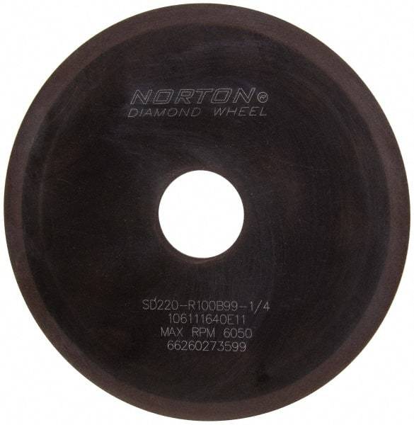 Norton - 6" Diam x 1-1/4" Hole x 1/16" Thick, 220 Grit Surface Grinding Wheel - Diamond, Type 1A1, Very Fine Grade, Resinoid Bond - Benchmark Tooling