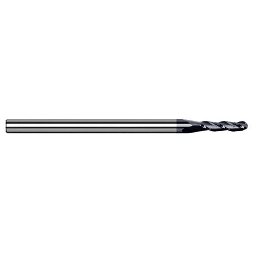 1/64″ Dia. × 1/8″ Shank × 0.023″ DOC × 1-1/2″ OAL, Carbide AlTiN, 3 Flute, Ballnose End Mill - Exact Industrial Supply