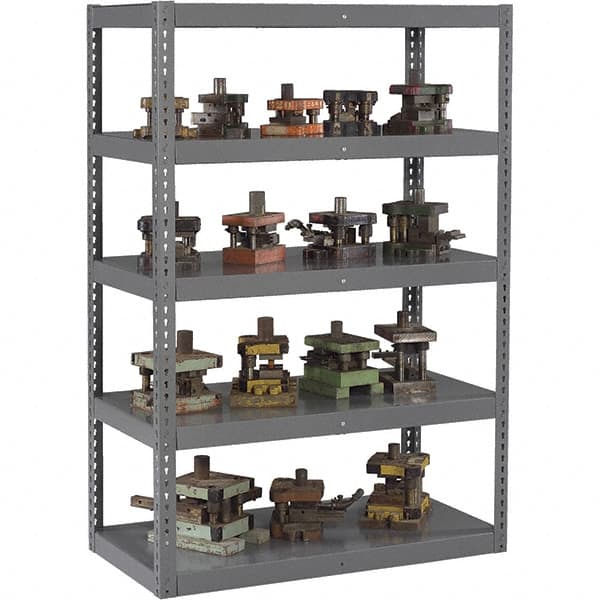 Tennsco - 5 Shelf Heavy-Duty Open Steel Shelving - 96" Wide x 96" High x 24" Deep, Medium Gray - Benchmark Tooling