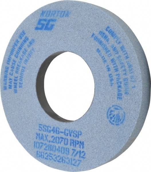 Norton - 12" Diam x 5" Hole x 1-1/2" Thick, G Hardness, 46 Grit Surface Grinding Wheel - Ceramic, Type 5, Coarse Grade, 2,070 Max RPM, Vitrified Bond, One-Side Recess - Benchmark Tooling
