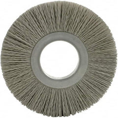 Brush Research Mfg. - 8" OD, 3-1/4" Arbor Hole, Crimped Abrasive Nylon Wheel Brush - 17/32" Face Width, 1-7/8" Trim Length, 5,000 RPM - Benchmark Tooling