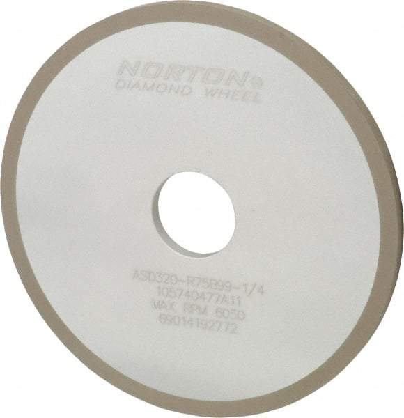 Norton - 6" Diam x 1-1/4" Hole x 1/4" Thick, 320 Grit Surface Grinding Wheel - Diamond, Type 1A1, Extra Fine Grade, Resinoid Bond - Benchmark Tooling