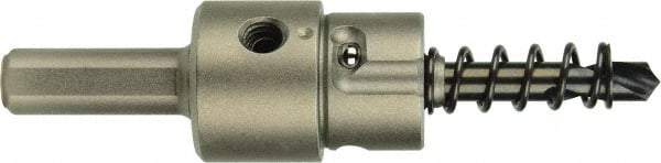 Milwaukee Tool - 11/16 to 3" Tool Diam Compatibility, 3-Flat Shank, Steel Integral Pilot Pin with Detachable Pilot Drill Bit, Hole Cutting Tool Arbor - 11/16" Min Chuck, Round Shank Cross Section, Quick-Change Attachment, For Hole Saws - Benchmark Tooling